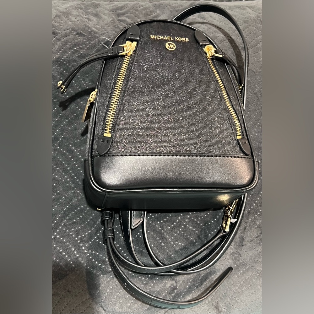 MICHAEL KORS Signature Brooklyn Extra Small Convertible Messenger Backpack.
